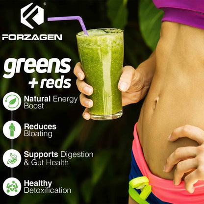 Forzagen Vegan Greens & Reds Superfood Powder - Organic Super Greens Powder - Premium Veggie Powder Supplement - 35 Servings Reds and Greens Superfood Powder