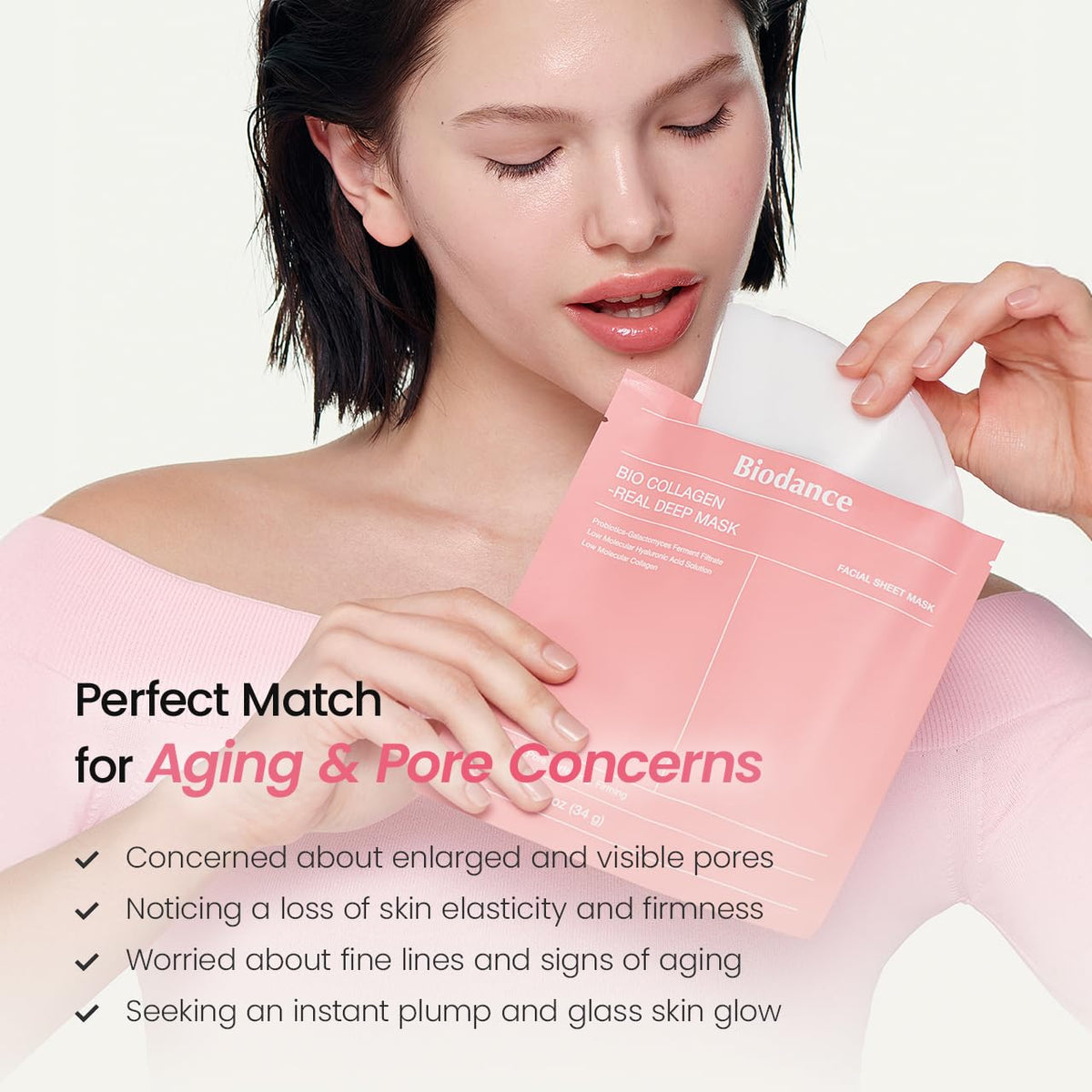 BIODANCE Bio-Collagen Real Deep Mask – Hydrating Overnight Hydrogel Face Mask, 4 Pack