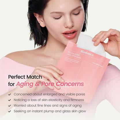 BIODANCE Bio-Collagen Real Deep Mask – Hydrating Overnight Hydrogel Face Mask, 4 Pack