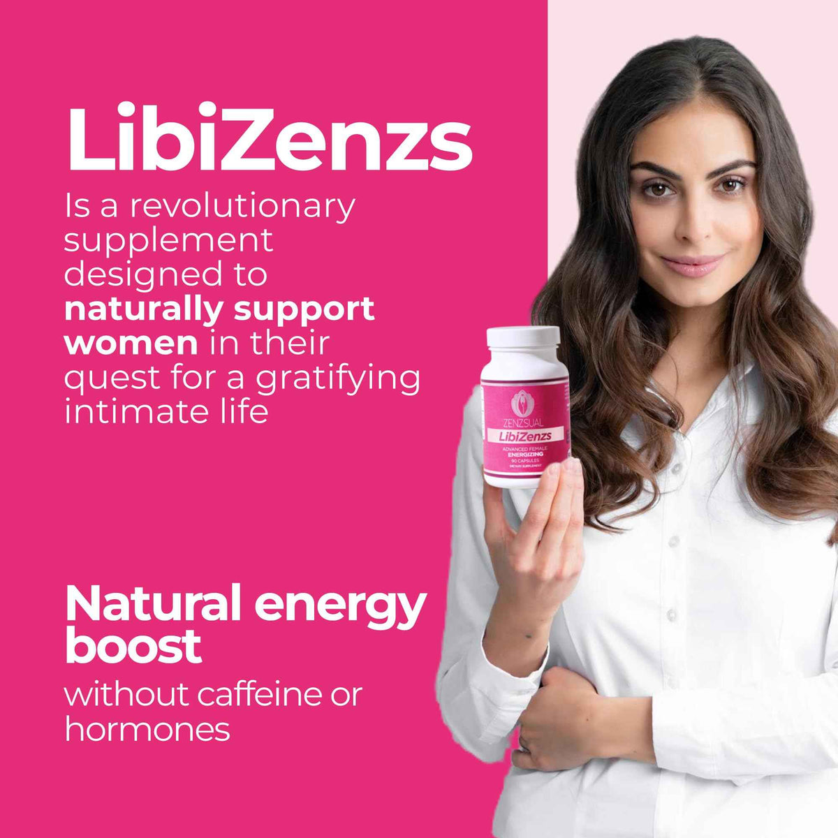 ZENZSUAL Libizenzs - Plant-Based Energy Support Supplement for Women - Caffeine-Free with Maca Root, Ashwagandha & Ginseng - Supports Daily Stamina, Focus & Well-Being - 90 Vegan Capsules