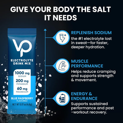 Venture Pal High Sodium Sugar Free Electrolytes Powder Packets, 16 Count - Hydration Packets with Sodium, Magnesium & Potassium, Vitamins, Zero Calories, Vegan, Keto & Paleo Friendly