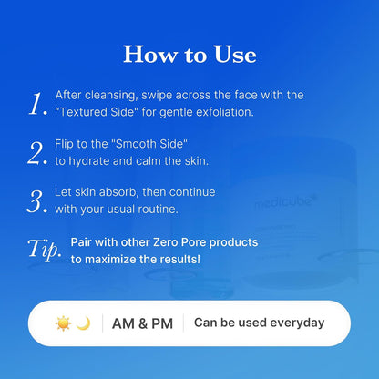 Medicube Zero Pore Pad 2.0 – Exfoliating Toner Pads for Pore & Sebum Care