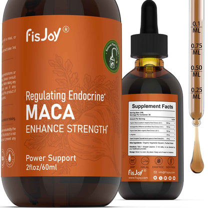 Fisjoy Organic Maca Liquid Drops with Ashwagandha & Beet Root - Supports Daily Vitality & Overall Wellness - Non-GMO, Vegan Herbal Supplement, 2 fl oz (60 mL)