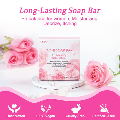 Yoni Soap Bars Vaginal Wash 2 PCS, 100% Natural Organic Yoni Bar Soap for Women Ph Balance Yoni