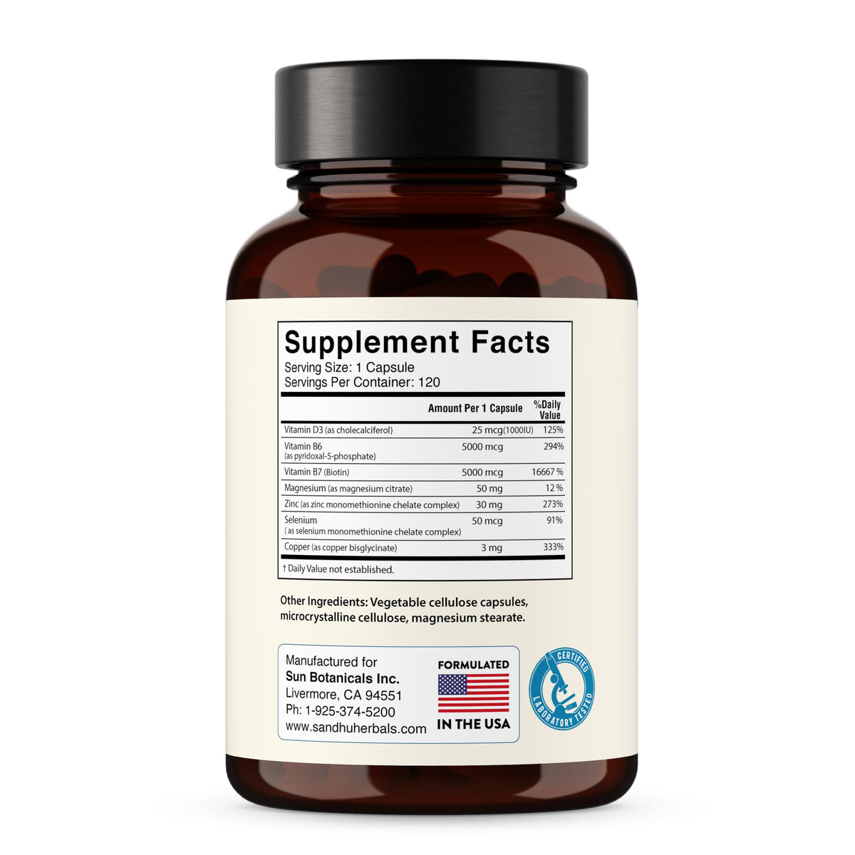 Zinc 30mg With Copper, Selenium & Vitamin D3 - 120 Capsules - Magnesium, Vitamin B6, Biotin - Absorbable Zink Supplements for Men & Women - Chelated Zinc