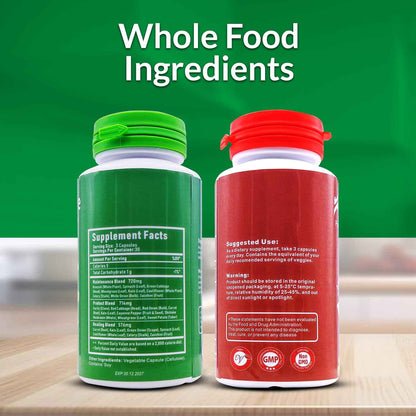 HOMERECORE Whole Food Fruits & Veggies Supplement Plant-Based, Vegan, Gluten-Free, Soy-Free No Fillers Natural Superfoods Boost Energy & Immune System for Men & Women 90 Fruit & 90 Veggie Capsules