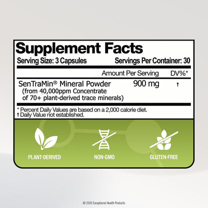 Plant Based Mineral Complex, 90 Vegetable Capsules - Daily Wellness, Energy & Immune Support with70 Plant Sourced Colloidal Trace Minerals with Antioxidants, Enzymes & More