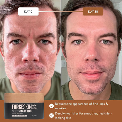 Forge Skin FORGE MEN Prime Male Anti-Aging + Health Optimization Bundle Wrinkle Defense Beef Tallow Balm Moisturizer + FORGEBODY Beef Organ Complex Capsules Supplement for Body & Brain Function