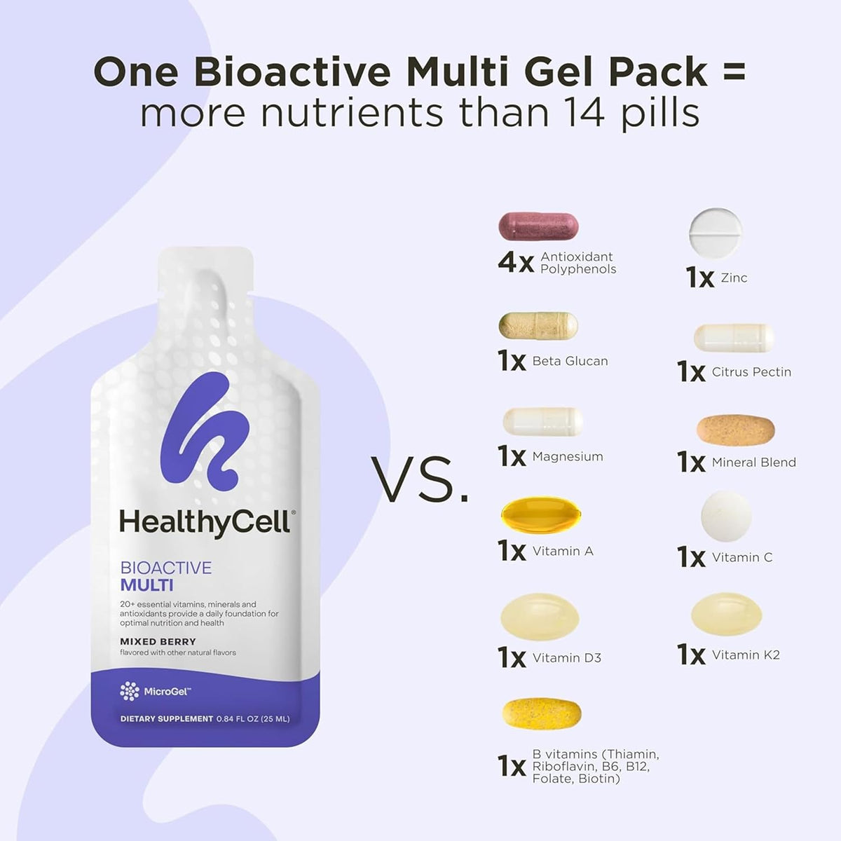 Healthycell Bioactive Multi - Daily Liquid Multivitamin for Men & Women - 20+ Essential Vitamins, Minerals & Antioxidants for Brain, Heart, Immunity, Energy, Skin & Hair Support - 30 Gel Packs