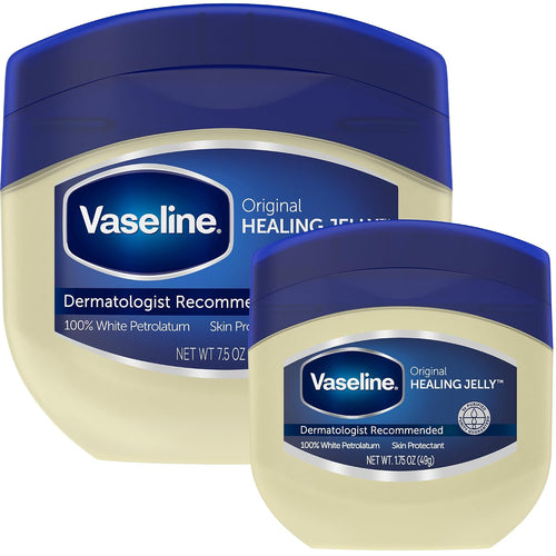 Vaseline Original Petroleum Jelly Variety Pack, 2 Sizes (7.5 Oz & 1.75 Oz) - Hypoallergenic Skin Protectant, Unscented Healing Ointment for Beauty & Personal Care