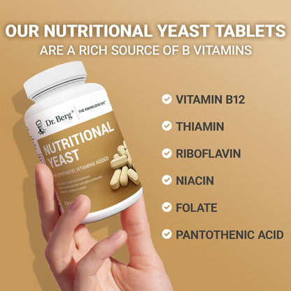 Dr. Berg Nutritionals Yeast Tablets - Natural B12 Added - All 8 B Vitamin Complex - Organic Vanilla Flavor - 270 Vegan Tablets Dietary Supplements