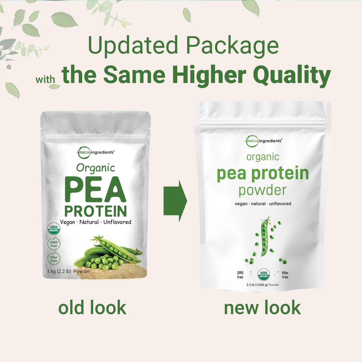 North America Grown, Organic Pea Protein Powder, 1KG (2.2 Pounds) - Plant-Based Vegan Protein, Meatless Protein Supplement, Natural Branched Chain Amino Acids - Non-GMO, Soy Free