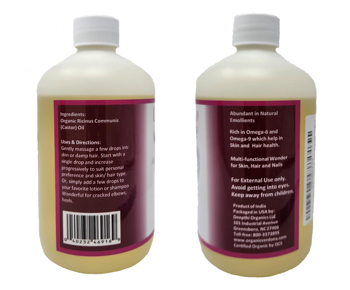Verdana Organic Castor Oil - USDA Certified Organic - Cold Pressed, Unrefined, 100% Pure and Hexane