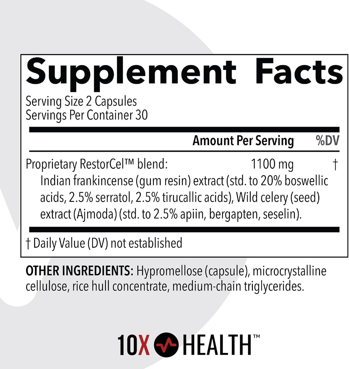 10X Health Joint Support Supplement - 60 Vegan Capsules - Cartilage Support Supplement: RestorCel Blend, Mobility Support for Knees & Hips, Vegan, 60ct