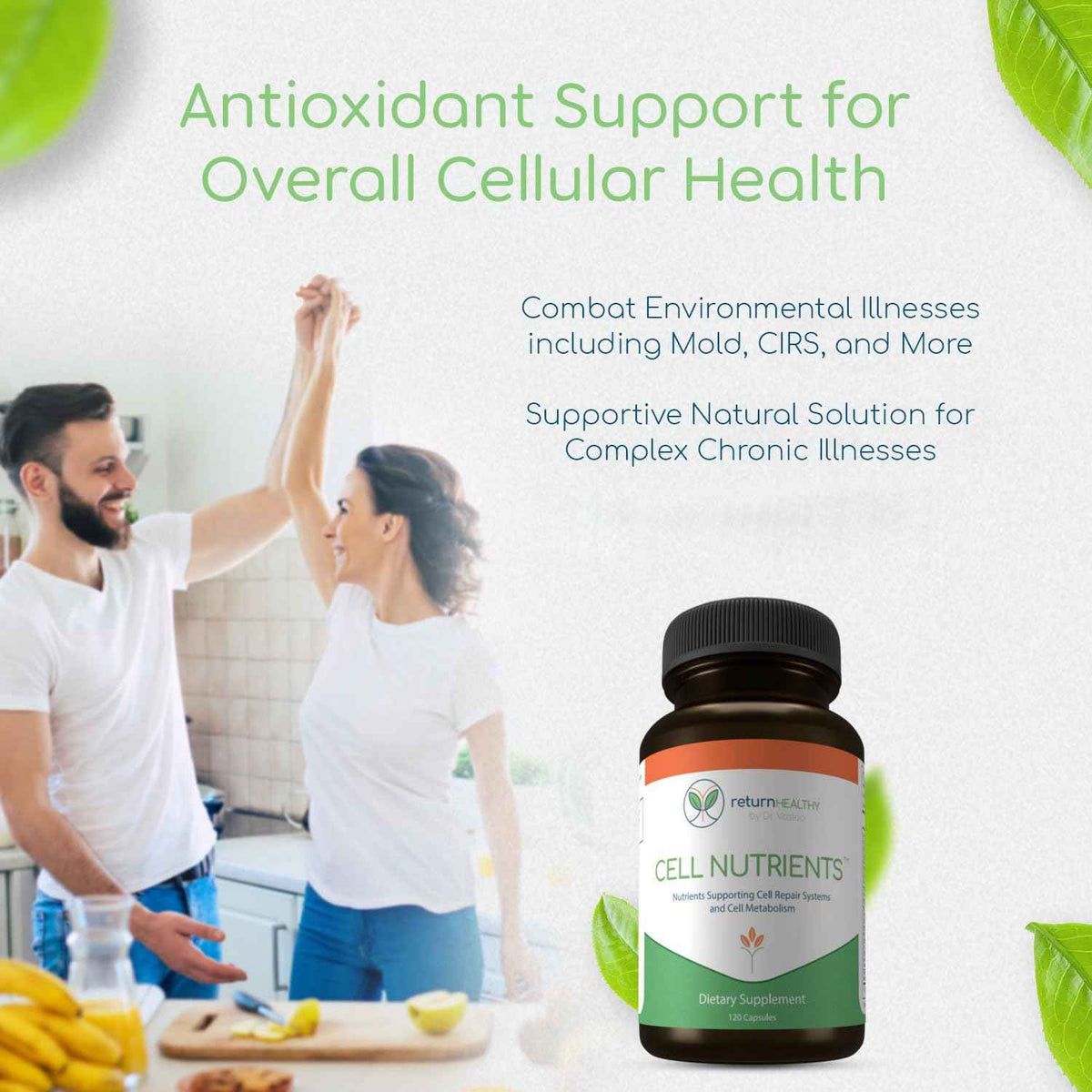 Return Healthy Cell Nutrients - Promotes Cell and Membrane Repair & Cell Metabolism - Helps Fight Tick-Borne Infections & More - Mitochondrial Supplements - Non-GMO, Vegan, 120 caps
