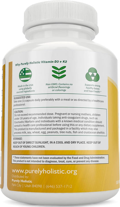 Vitamin D3 K2, 150 Servings, 5000iu D3 + 90mcg K2, Bone & Immune Support - Energy & Heart Health Support, High Absorption & Non-GMO, Once-Daily Vitamin Supplement, 150 D3K2 Capsules (5 Month Supply)