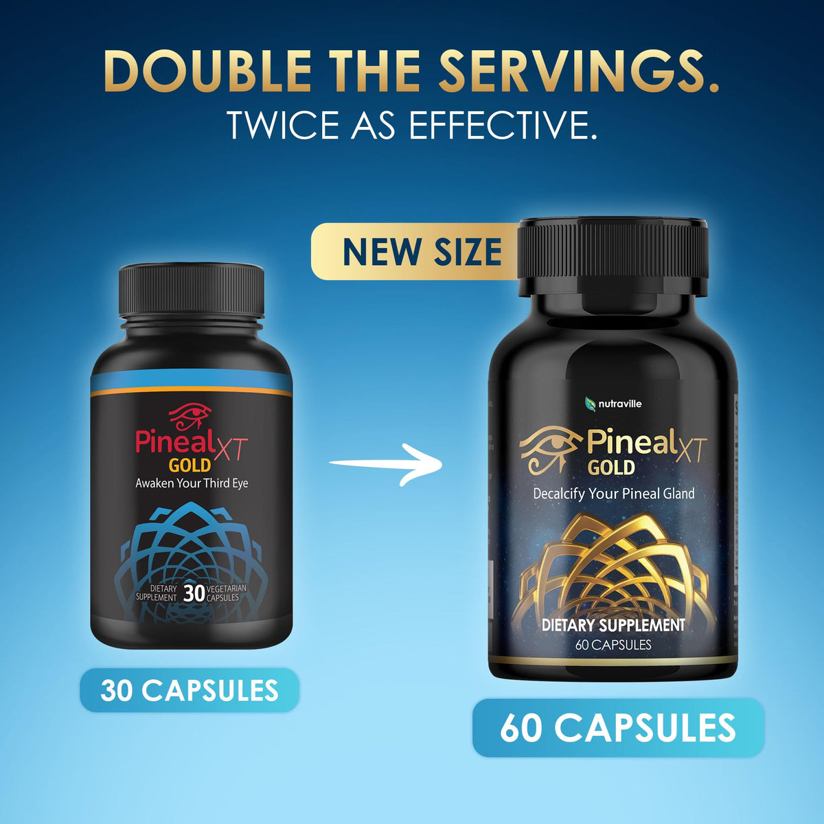 Pineal XT Gold Pineal Gland Supplement, Third Eye Awakening - Focus and Memory Supplement for Brain, 7 Powerful Ingredients Detox and Activate Your Pineal Gland, 30 Count, 1 Daily