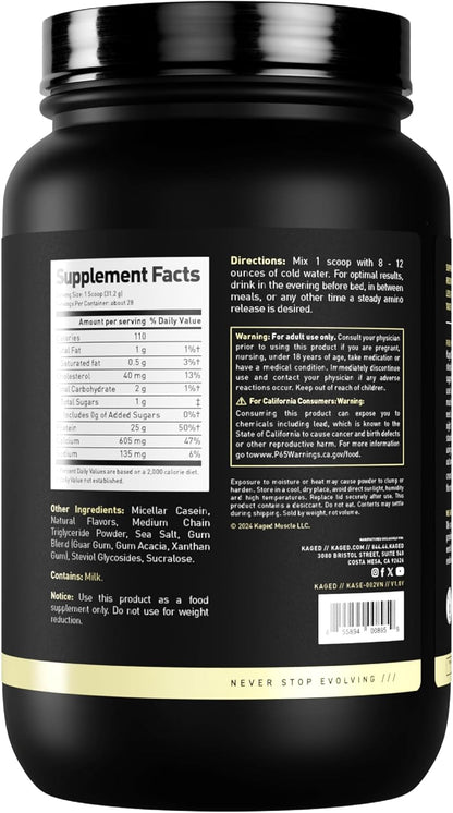 Kaged Premium Casein Protein Powder - Vanilla - Micellar Casein - Banned-Substance Free Supplement, Build Muscle, Recover Faster - Kasein - 28 Servings