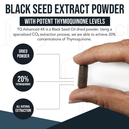 20% Thymoquinone Black Seed Extract Capsules - TQ-Advanced 4X: Potent Thymoquinone Concentration Available - 60:1 Concentrate from Nigella Sativa