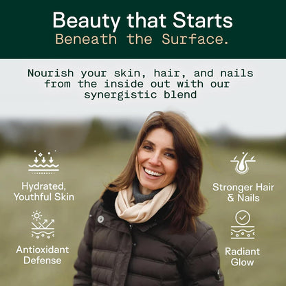 Adapt Naturals Inner Radiance Hair Skin and Nails Vitamins for Women & Men - with Biotin, Collagen, Hyaluronic Acid, Vitamin C & Ceramides - Thicker Hair, Stronger Nails & Hydrated Skin Supplement