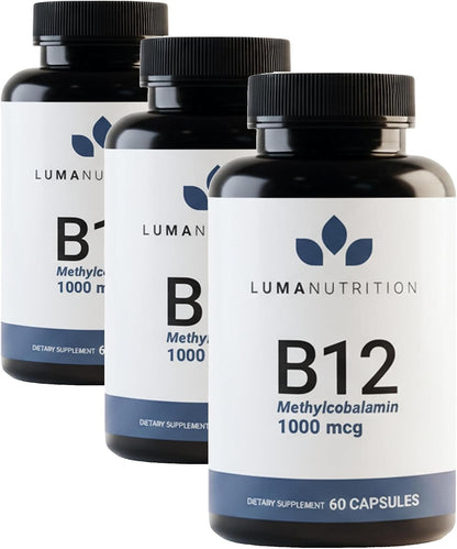 Luma Nutrition Vitamin B12 Methylcobalamin 1000 mcg – Energy & Nervous System Support, 60 Capsules