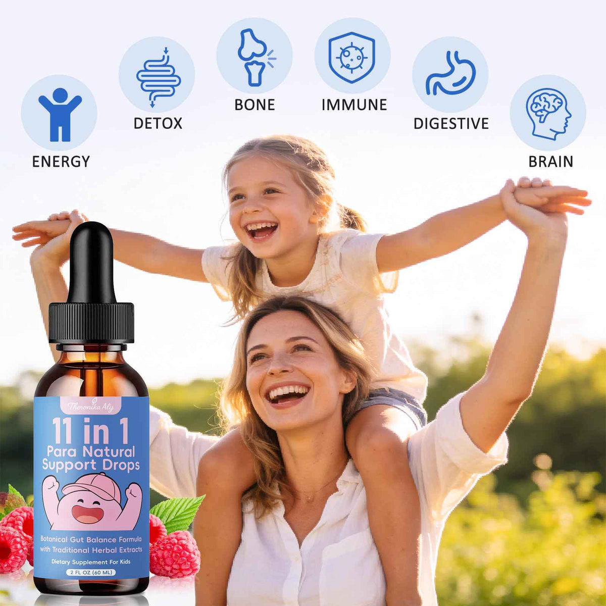 Theronika Aly Parasite Cleanse for Humans & Kids - Advanced Herbal Blend with Black Walnut, Wormwood, Clove, Digestive & Gut Balance Support, Alcohol-Free Liquid Drops, 30 Servings