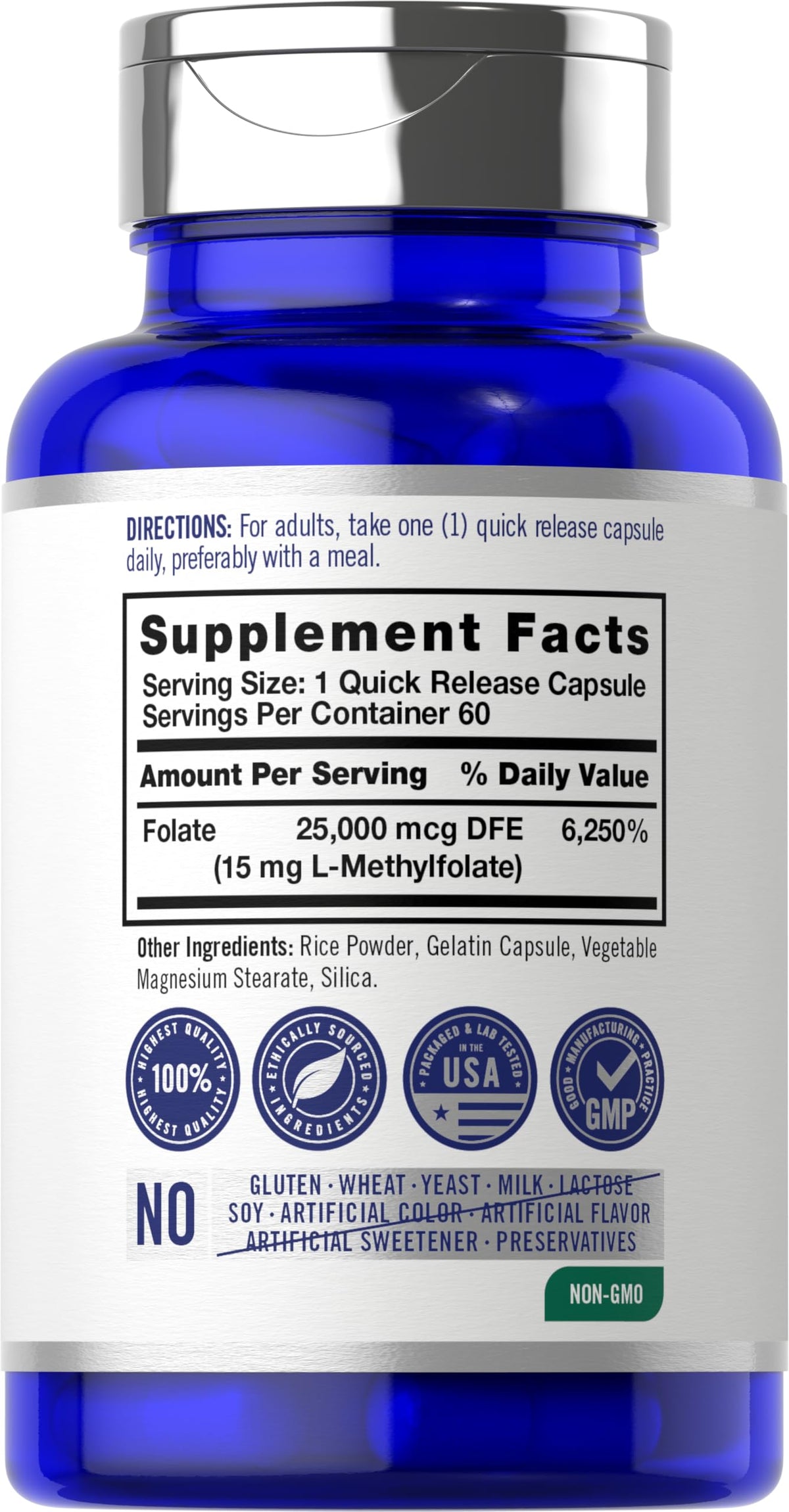 Carlyle L Methylfolate 15mg - 120 Capsules - Value Size - Max Potency - Optimized and Activated - Non-GMO, Gluten Free Supplement - Methyl Folate, 5-MTHF - by Opti-Folate