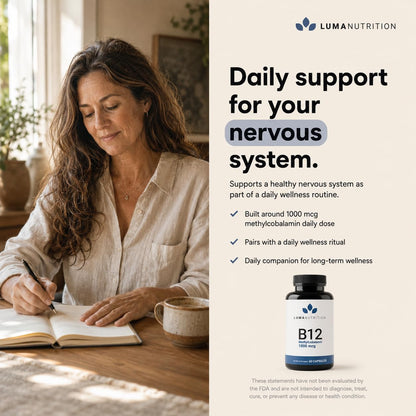 Luma Nutrition Vitamin B12 Methylcobalamin 1000 mcg – Energy & Nervous System Support, 60 Capsules