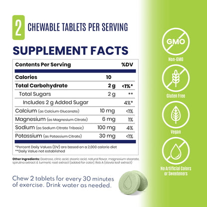 SaltStick Electrolyte FastChews Chewable Tablets, Lemon Lime, 120 count, 12 packets of 10 tablets each
