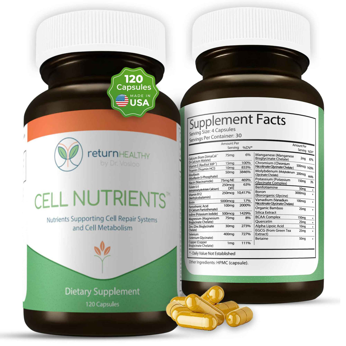 Return Healthy Cell Nutrients - Promotes Cell and Membrane Repair & Cell Metabolism - Helps Fight Tick-Borne Infections & More - Mitochondrial Supplements - Non-GMO, Vegan, 120 caps