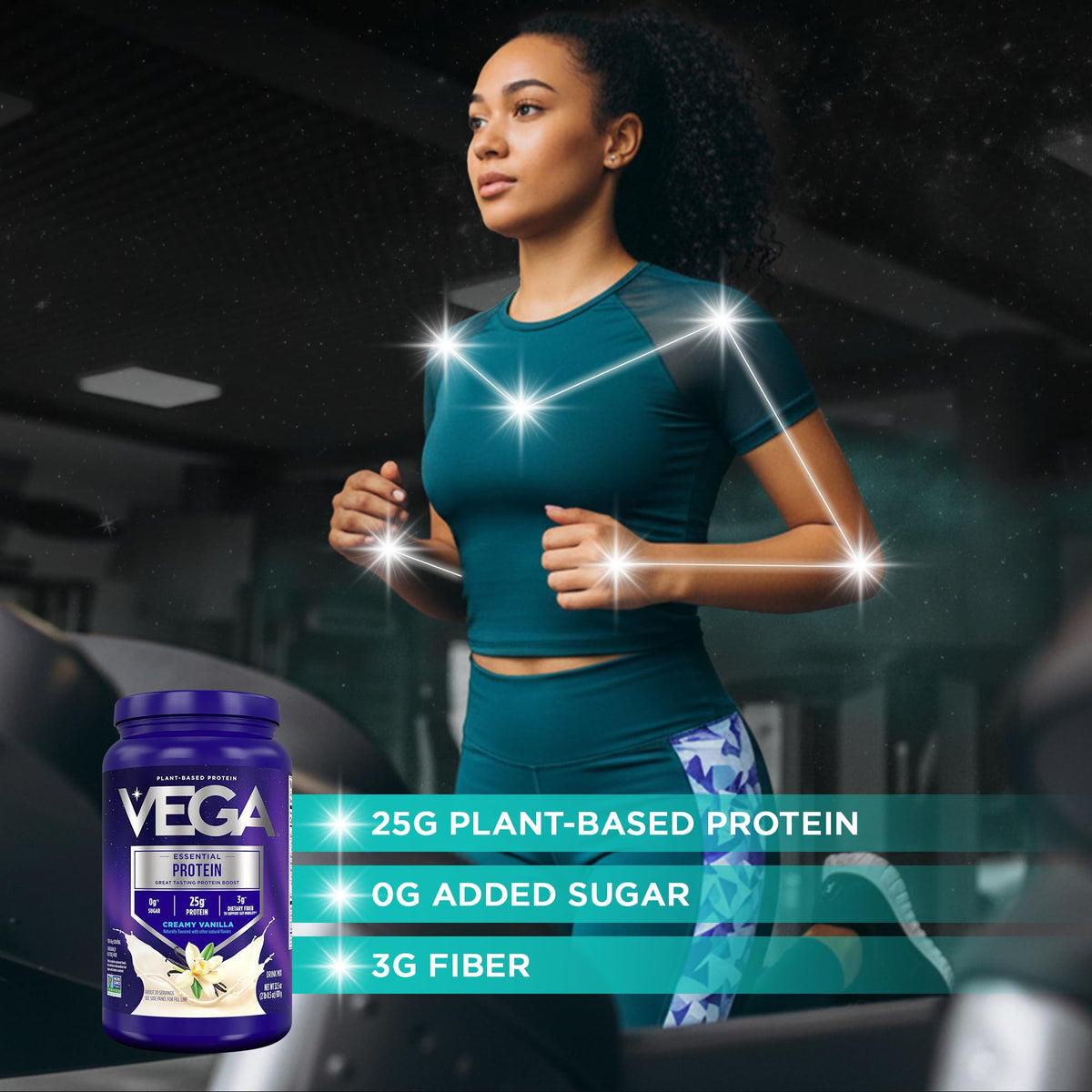 Vega Essential Protein - 25g Plant Based Protein Powder, Creamy Vanilla, Vegan for a Dairy-Free Vanilla Shake - Large Tub, 32.5oz (20 Servings)