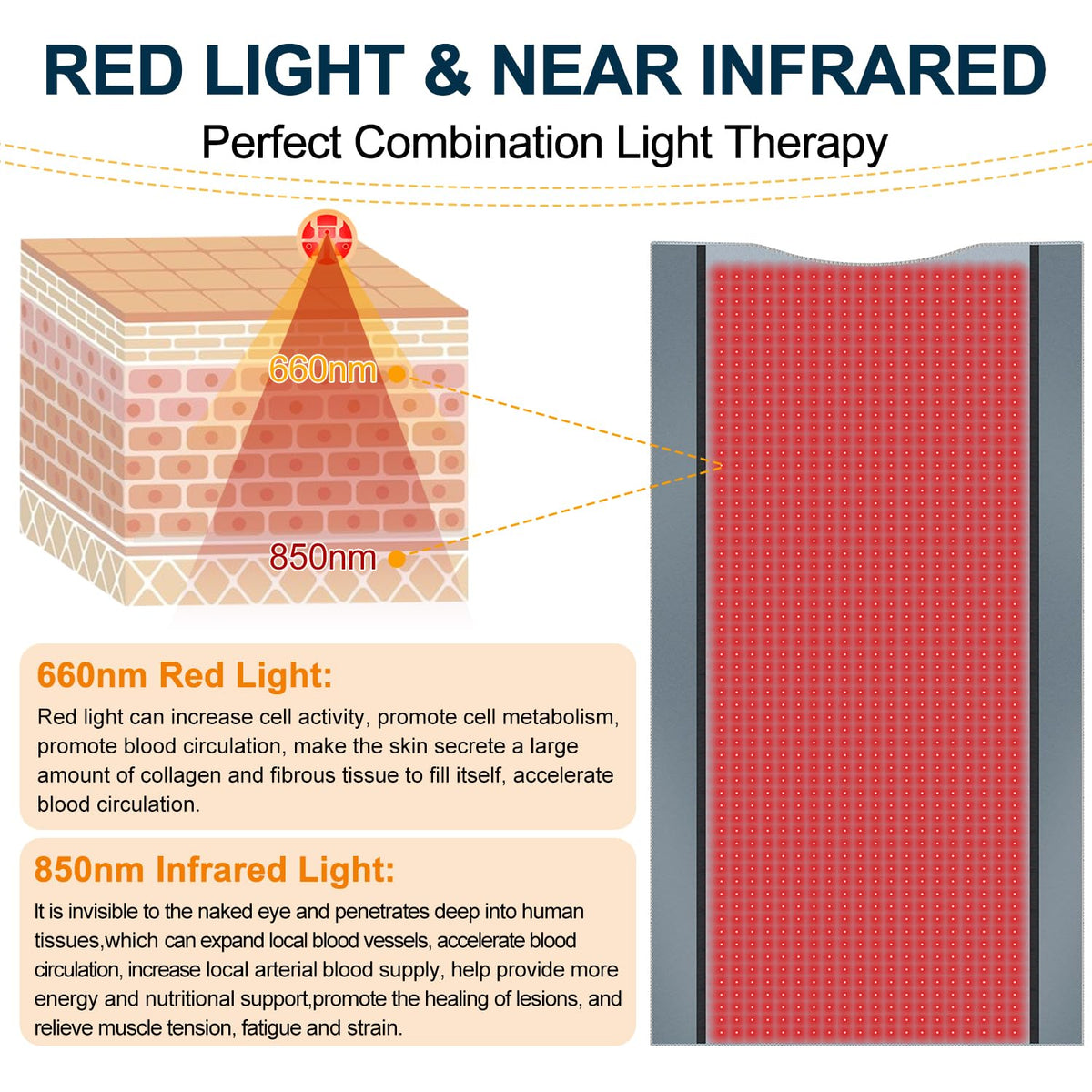 Red Light Therapy for Body - Full Body Red Light Therapy Mat, 71.0x33.33in, 2570Pcs