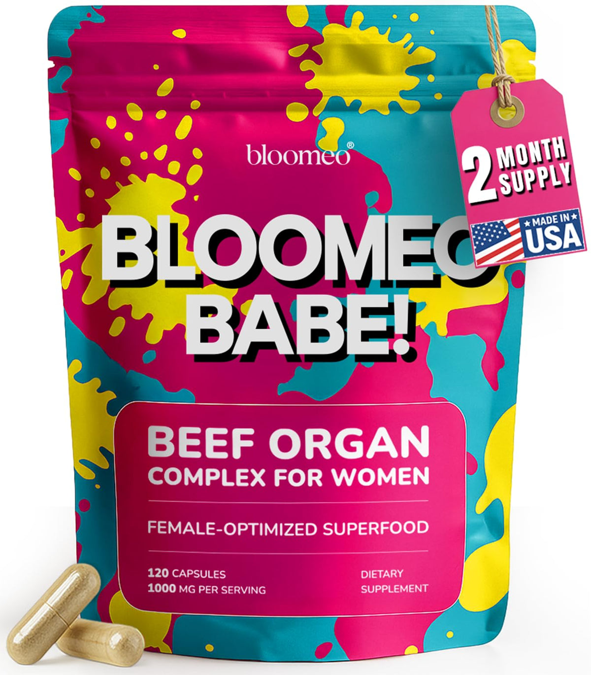 Beef Organ Supplement for Women - Grass Fed Liver, Uterus, Ovary, Heart, Kidney - 30+ Nutrients to Support Hormone Balance, Cycle Health, Energy, Immunity