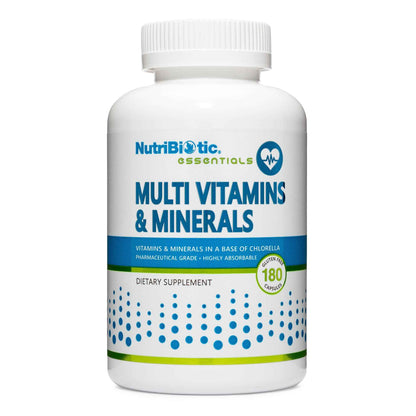 NutriBiotic - Multi Vitamins & Minerals, 180 Ct Capsules (Formerly Hypoallergenic Multiple) - 72 Pure Trace Elements in a Base of Chlorella - Pharmaceutical-Grade & Highly Absorbable - Gluten Free