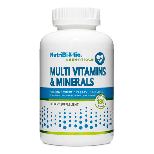 NutriBiotic - Multi Vitamins & Minerals, 180 Ct Capsules (Formerly Hypoallergenic Multiple) - 72 Pure Trace Elements in a Base of Chlorella - Pharmaceutical-Grade & Highly Absorbable - Gluten Free