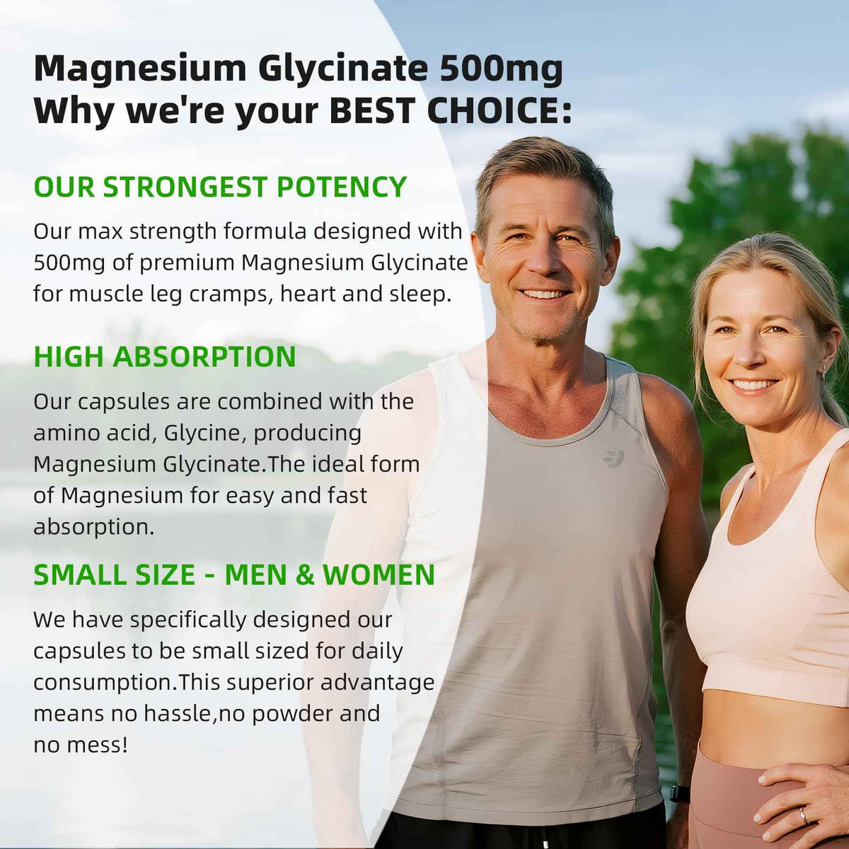 Magnesium Glycinate 500mg Softgels Supplement, Small Easy to Swallow Magnesium Gelcaps High Absorption for Night Leg&Sleep Support, Muscle&Bone, Calm, Non GMO, 120 Gelcaps, 60 Day Supply