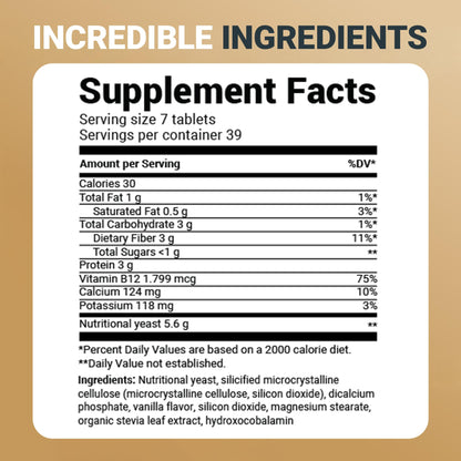 Dr. Berg Nutritionals Yeast Tablets - Natural B12 Added - All 8 B Vitamin Complex - Organic Vanilla Flavor - 270 Vegan Tablets Dietary Supplements