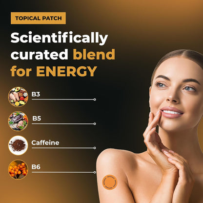 Energy Patches with B12-9-in-1 Biotin, Thiamine & B-Vitamin Complex - Natural Caffeine For Women & Men, Energy & Focus, 60 Day Supply