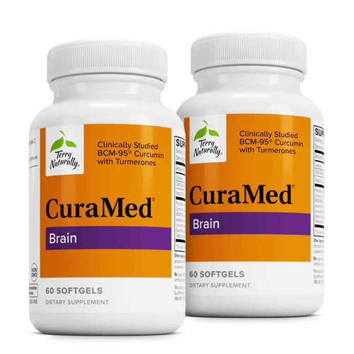 Terry Naturally CuraMed Brain - Dietary Supplement to Support Clarity & Focus - Brain Health Supplement with Curcumin & Turmeric Essential Oil to Aid Concentration - 60 Softgels (2 Pack)