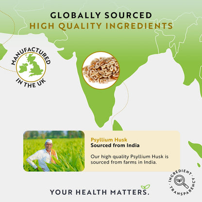 Psyllium Husks Fibre Supplement - 1400mg per Serving - Naturally High in Soluble Fibre