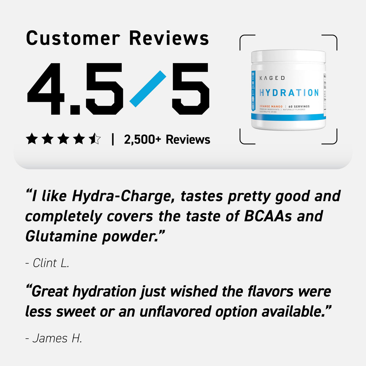 Kaged Sugar Free Hydration - 5 Key Electrolytes - Coconut Water - Tastes Amazing - 60 Servings