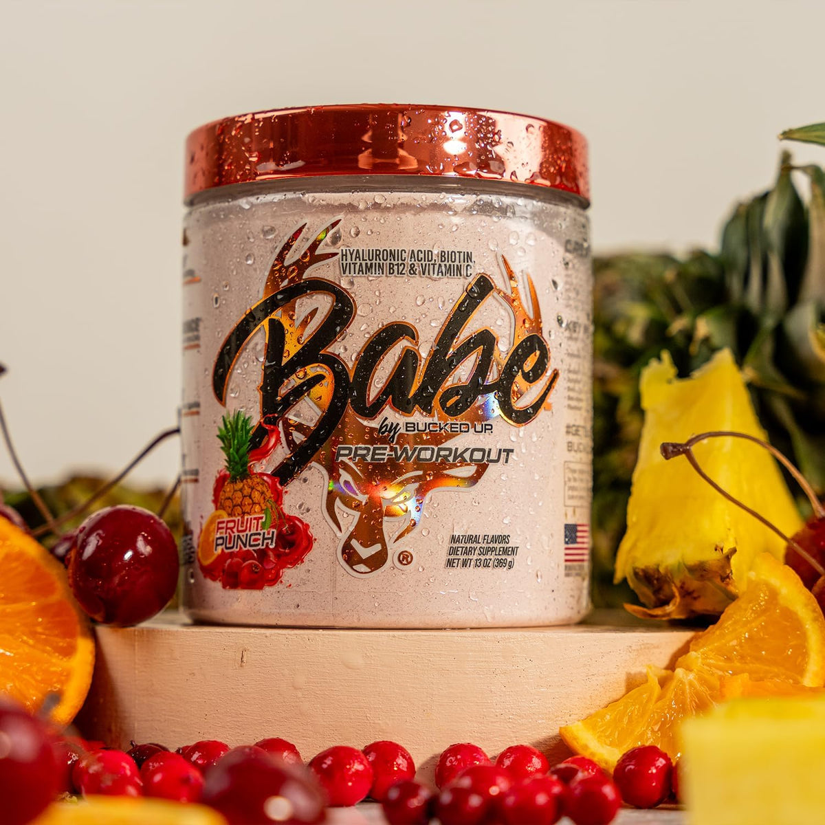 Bucked Up Babe Pre Workout Powder for Women - Fruit Punch - 6g Citrulline, 2g Beta-Alanine, 100mg Hyaluronic Acid, 5mg Biotin and 5 Other Registered trademarked Ingredients - 30 Servings - 13 OZ