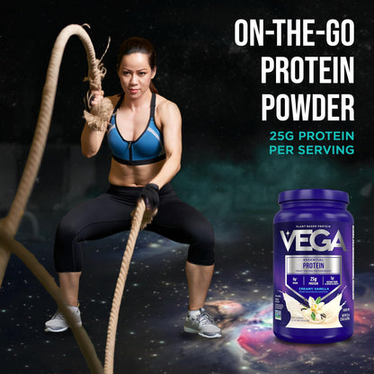 Vega Essential Protein - 25g Plant Based Protein Powder, Creamy Vanilla, Vegan for a Dairy-Free Vanilla Shake - Large Tub, 32.5oz (20 Servings)