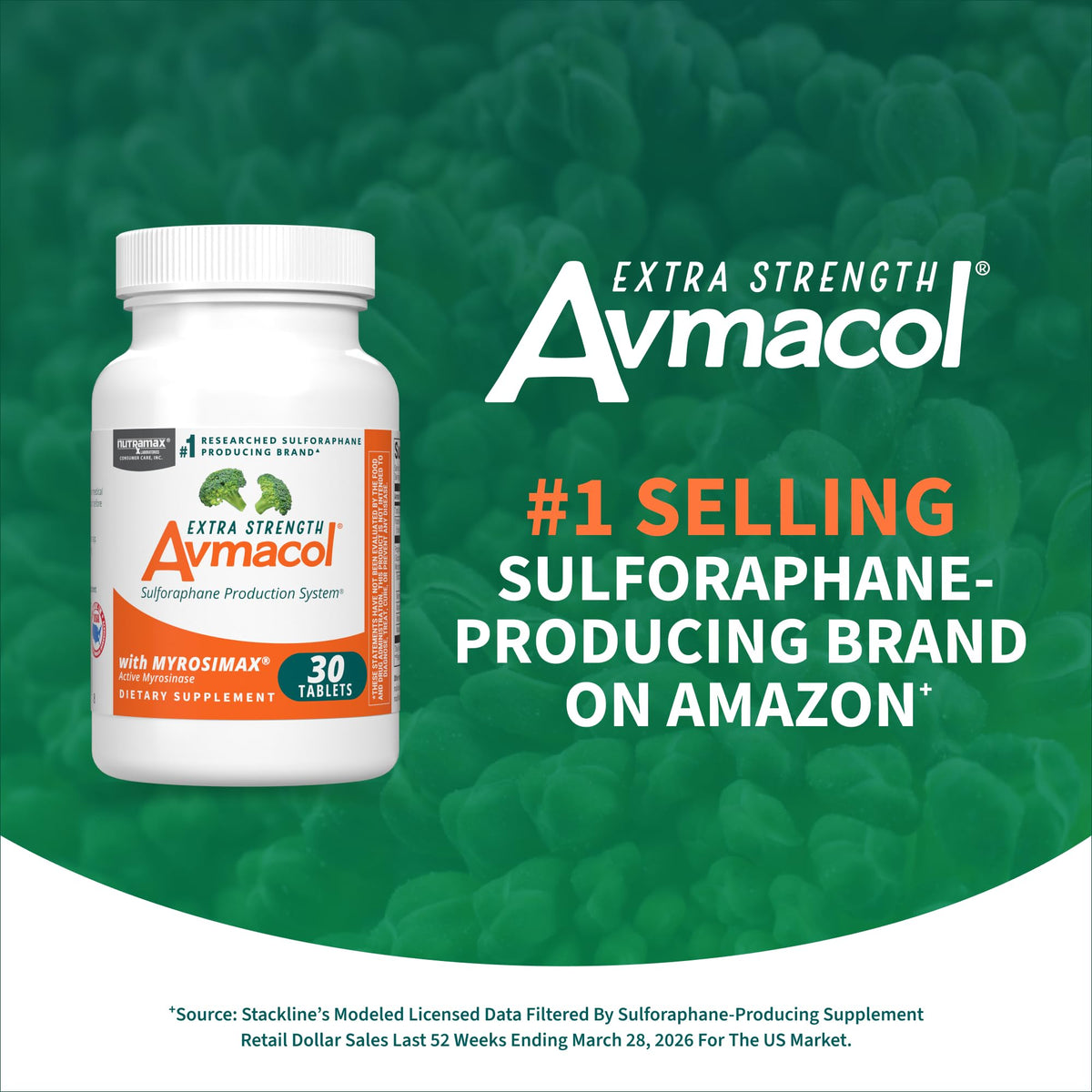 Nutramax Avmacol Extra Strength Sulforaphane Producing Supplement, 75 Tabs - Detoxification Support, #1 Researched Sulforaphane Producing Brand, with Glucoraphanin & Myrosinase, Published Studies