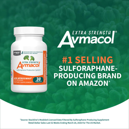 Nutramax Avmacol Extra Strength Sulforaphane Producing Supplement, 75 Tabs - Detoxification Support, #1 Researched Sulforaphane Producing Brand, with Glucoraphanin & Myrosinase, Published Studies