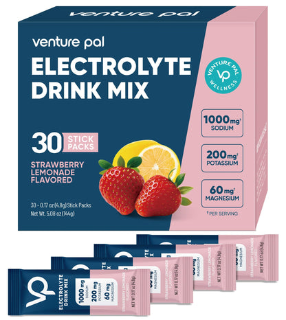 Venture Pal High Sodium Sugar Free Electrolytes Powder Packets, 16 Count - Hydration Packets with Sodium, Magnesium & Potassium, Vitamins, Zero Calories, Vegan, Keto & Paleo Friendly