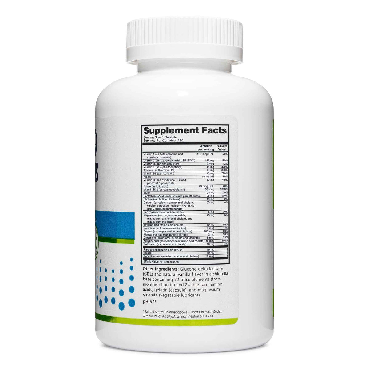 NutriBiotic - Multi Vitamins & Minerals, 180 Ct Capsules (Formerly Hypoallergenic Multiple) - 72 Pure Trace Elements in a Base of Chlorella - Pharmaceutical-Grade & Highly Absorbable - Gluten Free
