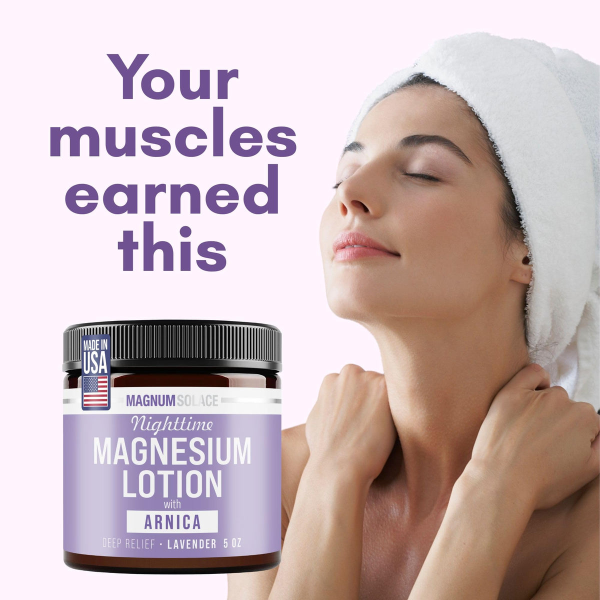 Magnum Solace Nighttime Magnesium Lotion with Arnica - Highly Concentrated Magnesium