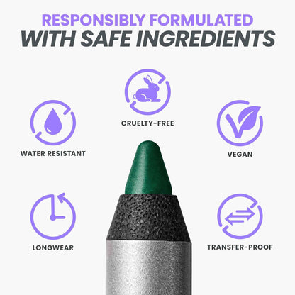 Wonderskin Eyeliner Pencil, 1440 Longwear Green Eyeliner Pencil - Waterproof, Sharpenable & Smudge Proof (Pine)