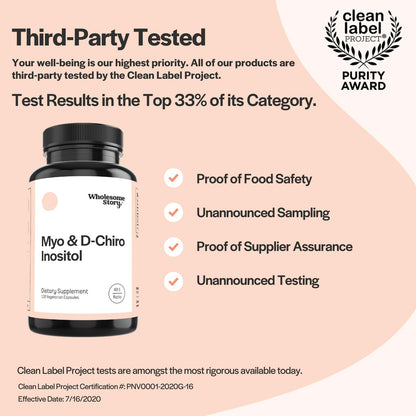 Myo-Inositol & D-Chiro Inositol Blend Capsule - 30-Day Supply - Most Beneficial 40:1 Ratio